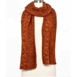 Women's Orange Heathered Woven Knit Scarf NEW